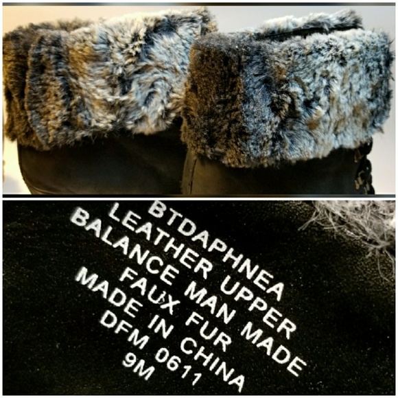 NWT Boutique 9 Leather Faux Fur Cuff Ankle Boot - Picture 7 of 8